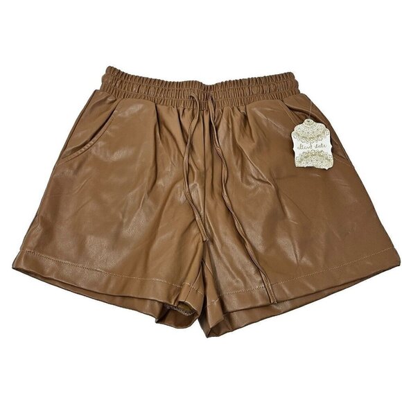Altar’d State Faux Leather Shorts In Taupe Brown Women’s Size S NEW Relaxed - Picture 1 of 10